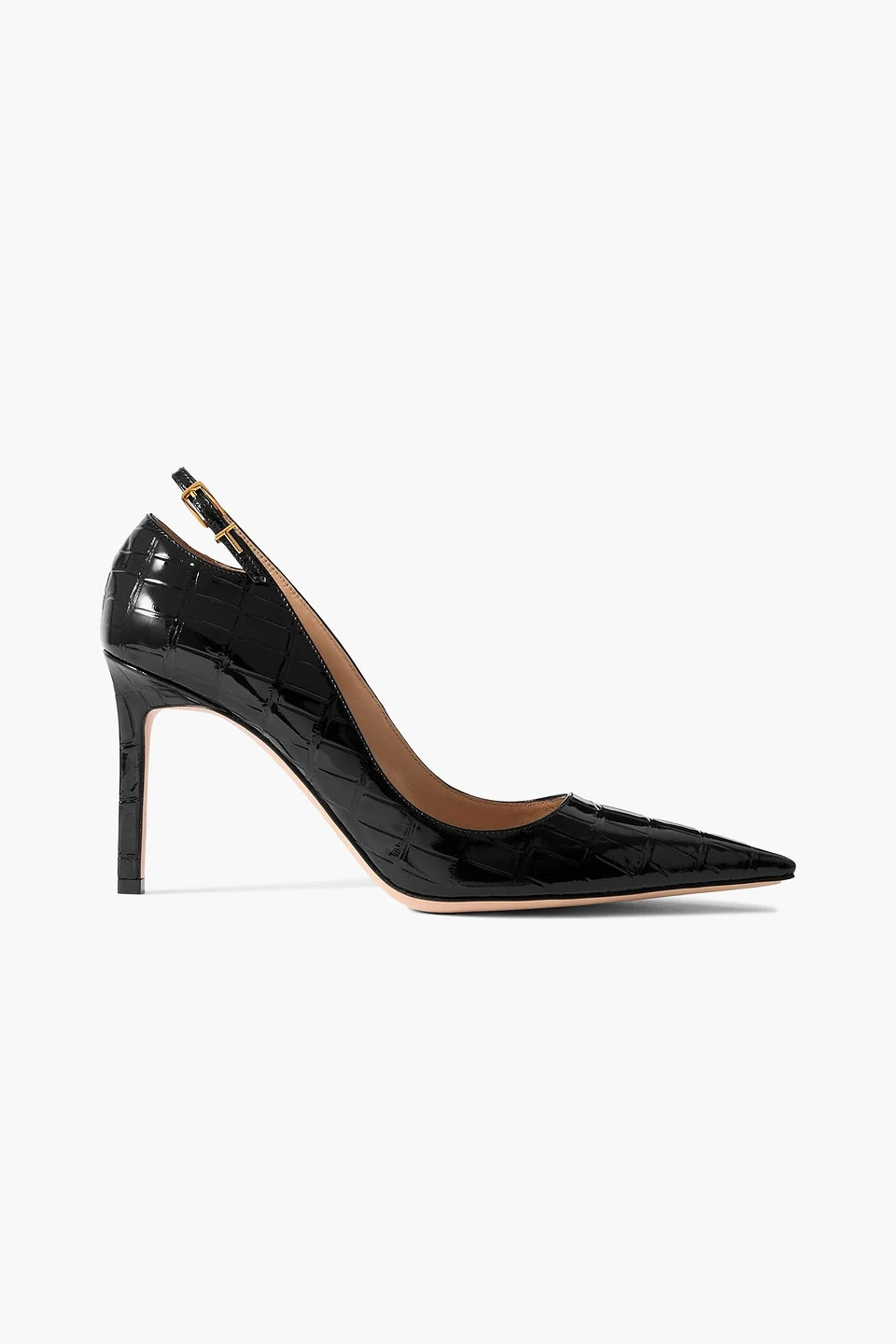 Angelina croc-effect leather point-toe pumps - 1