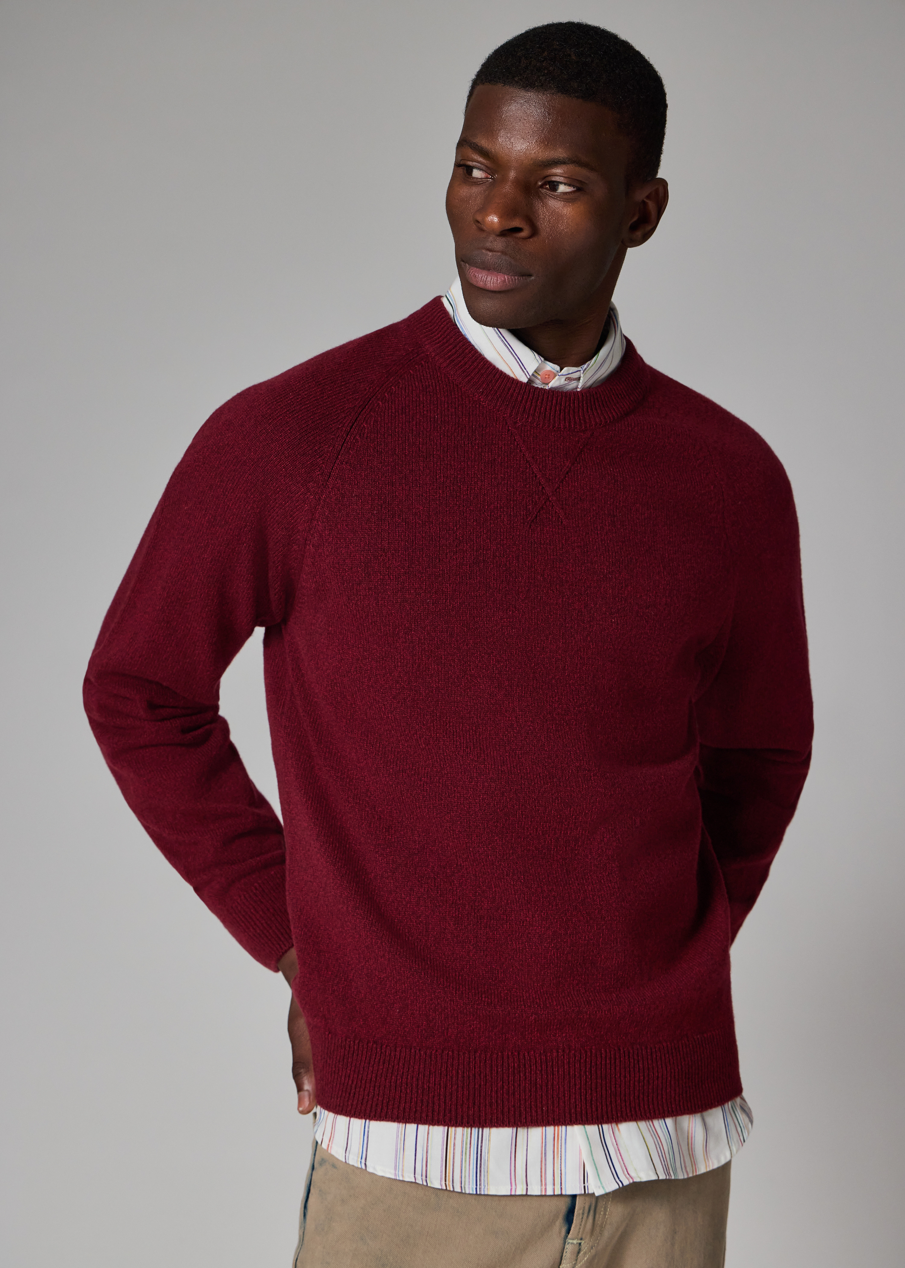Dark Red Merino Wool Sweater - 6