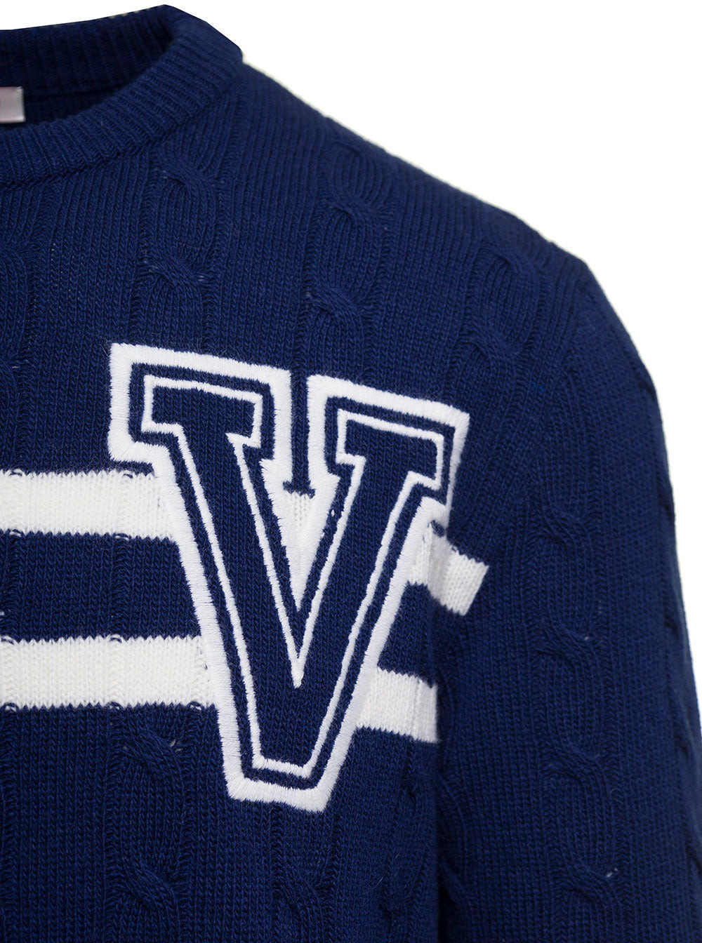 Valentino Men Contrasting Blue Patch 'Vlogo' In Virgin Wool Man - 3
