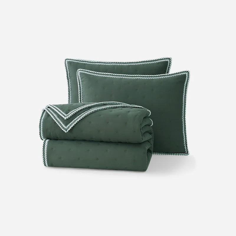 Devon UGG®braid Quilt Set F/Q Polyester Bedding in Arugula - 1