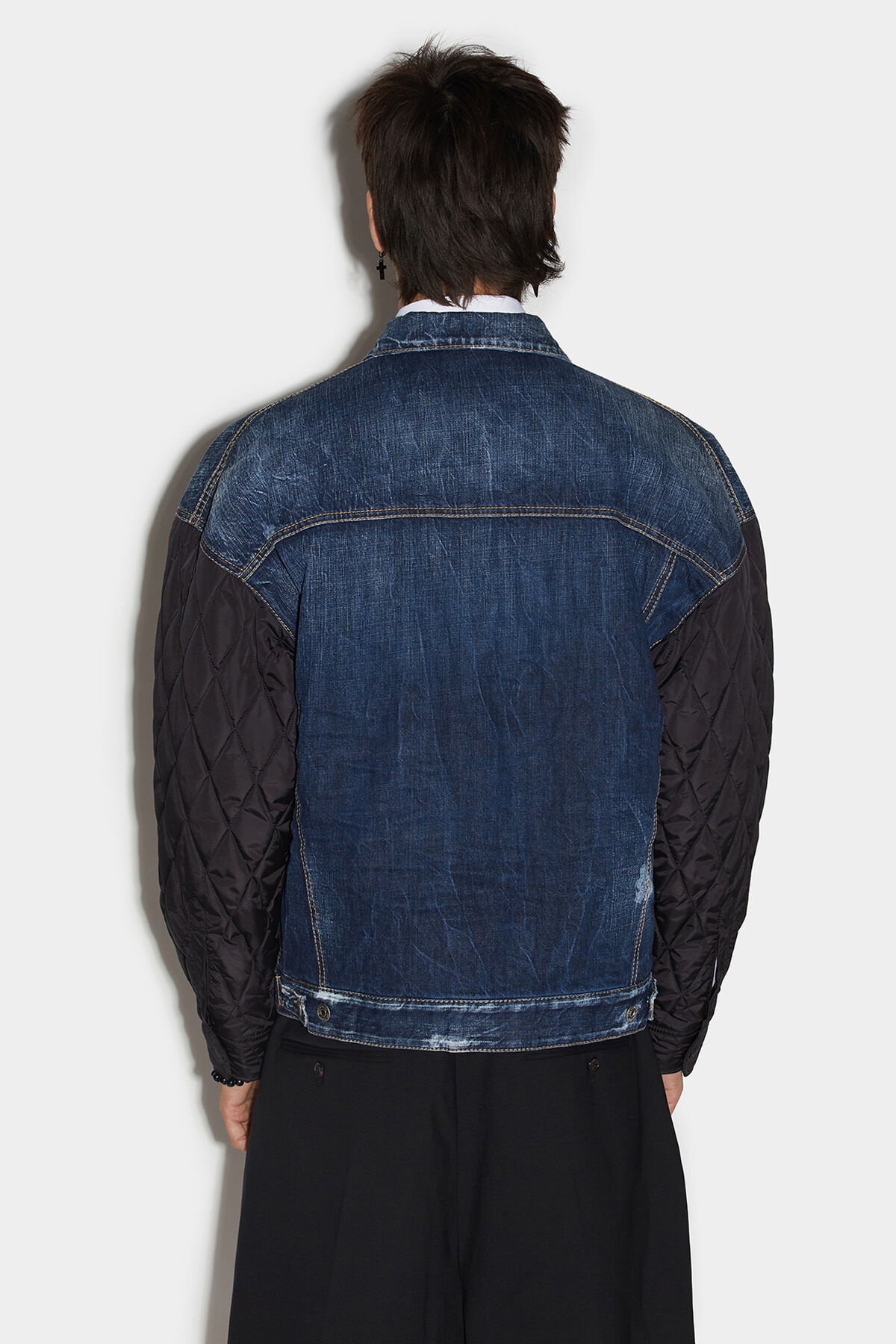 D2 QUILTED MIX DROPPED SHOULDER JEAN JACKET - 2
