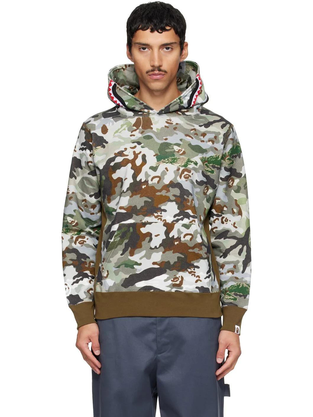 Khaki Hybrid Camo Shark Pullover Hoodie - 1