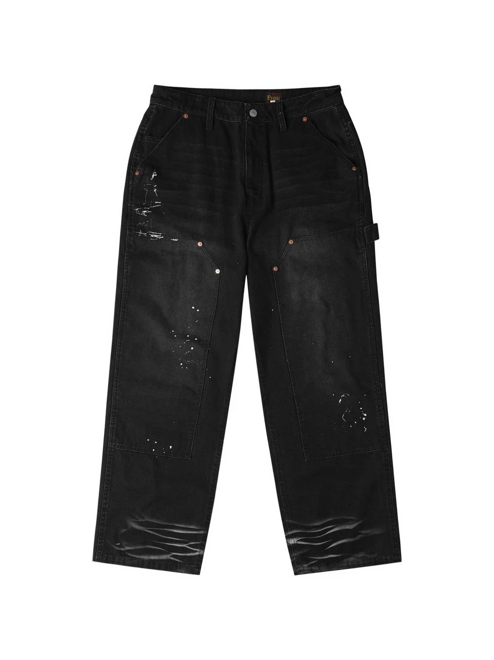 seagull-print paint-splatter jeans - 1