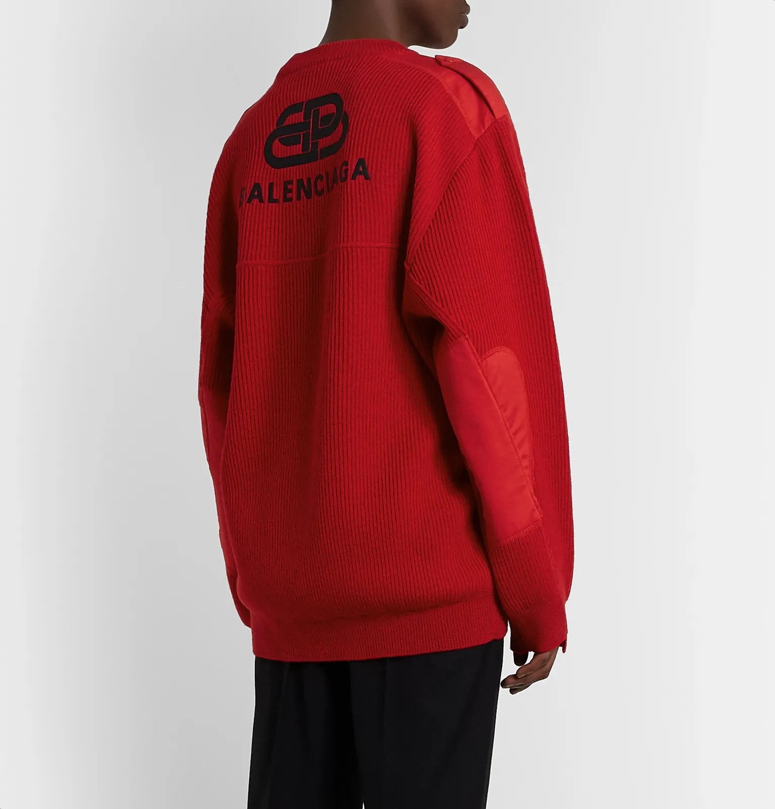 Logo-Embroidered Twill-Panelled Wool Sweater - 5