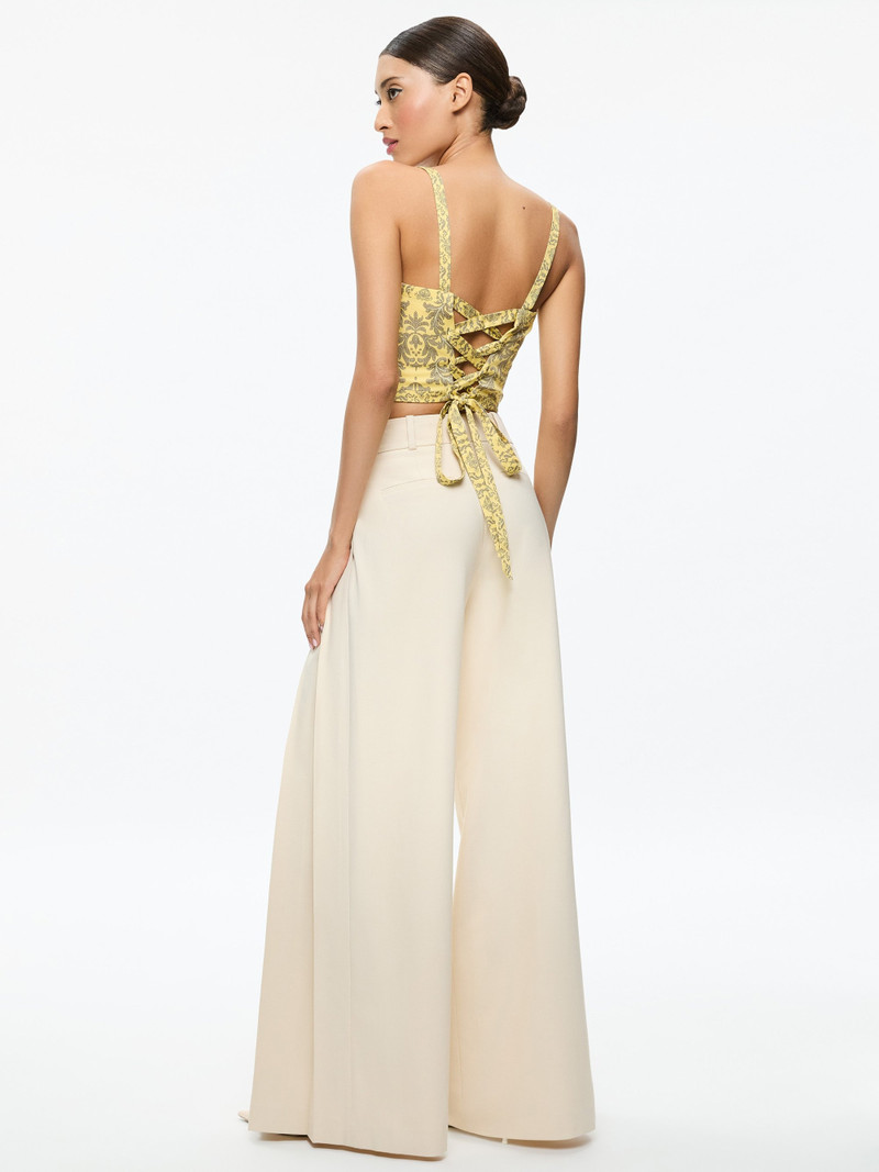 Alice + Olivia SASHA LACE UP BACK CROPPED TOP outlook