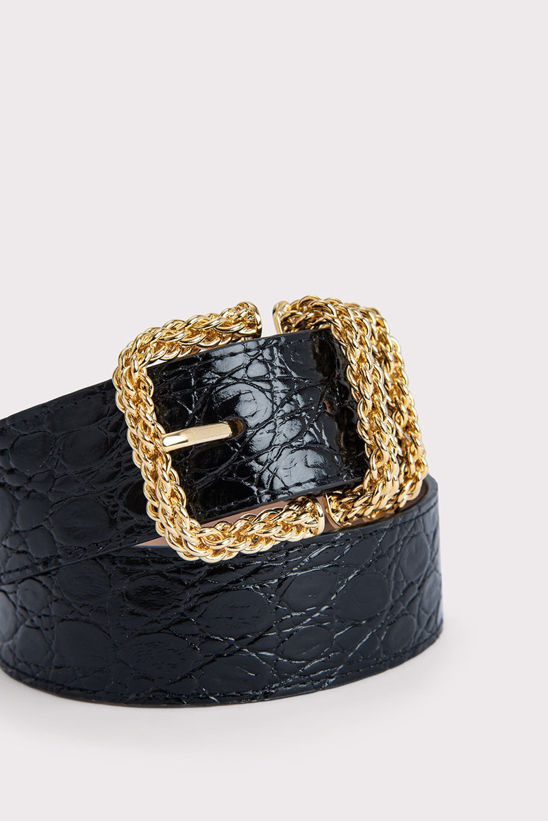KATINA BLACK CIRCULAR CROCO EMBOSSED LEATHER 3