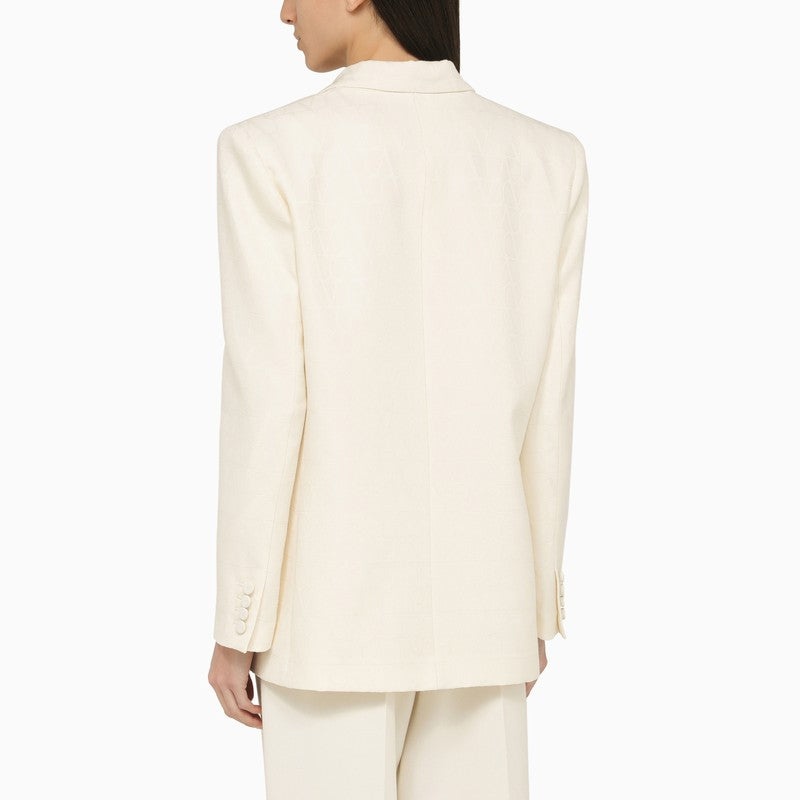 Valentino Ivory Single-Breasted Jacket In Wool And Silk Women - 3