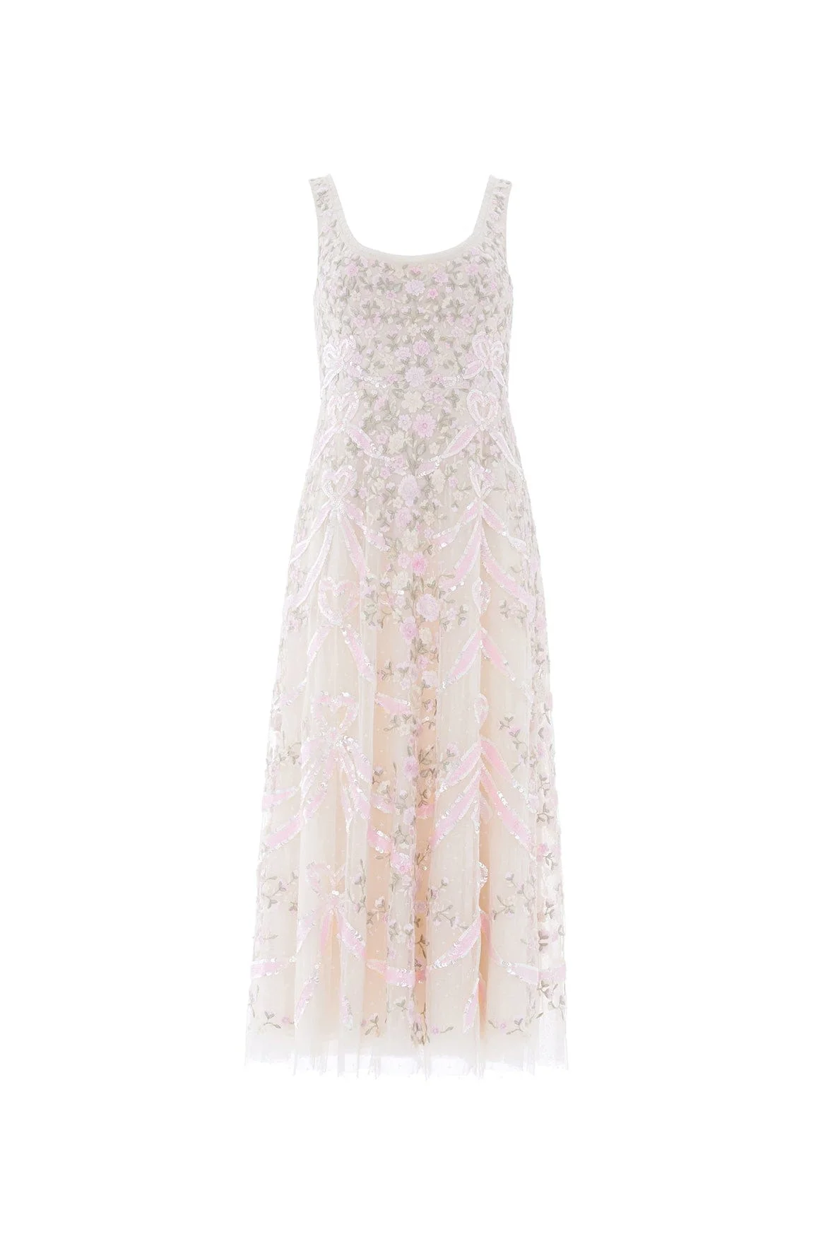 Ribbon Heart Scoop Neck Ballerina Dress - 1