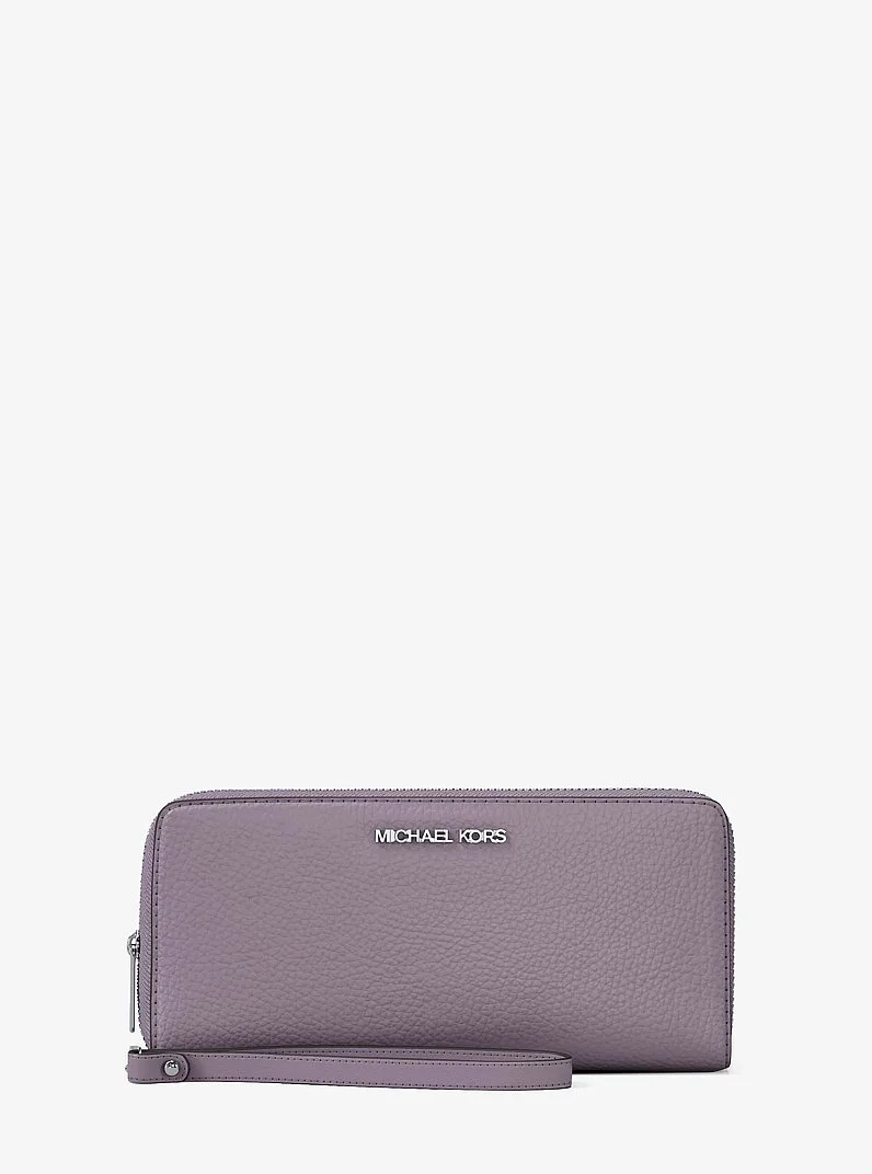 Large Pebbled Leather Continental Wallet - 1