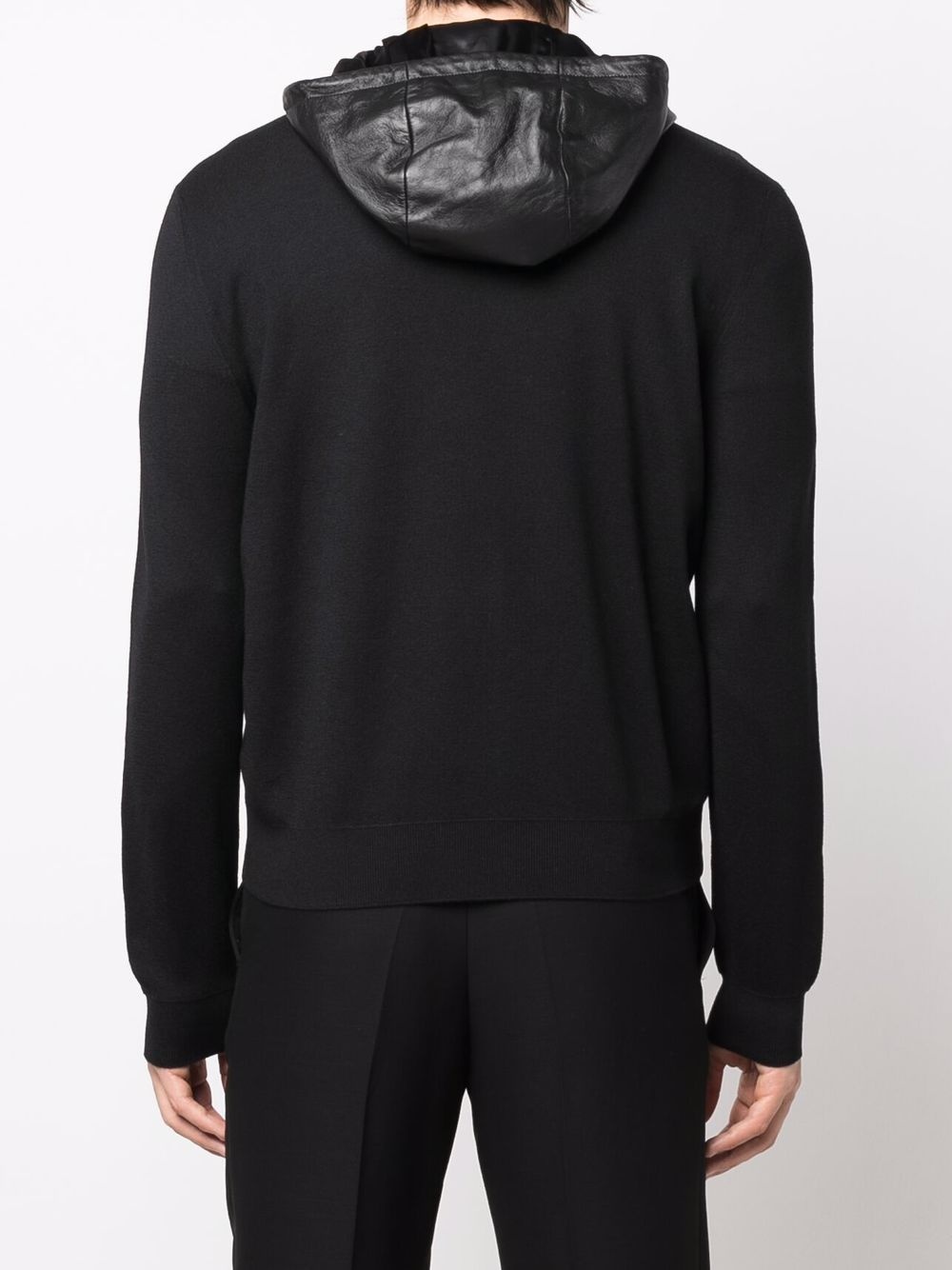 leather-panel hooded jacket - 4