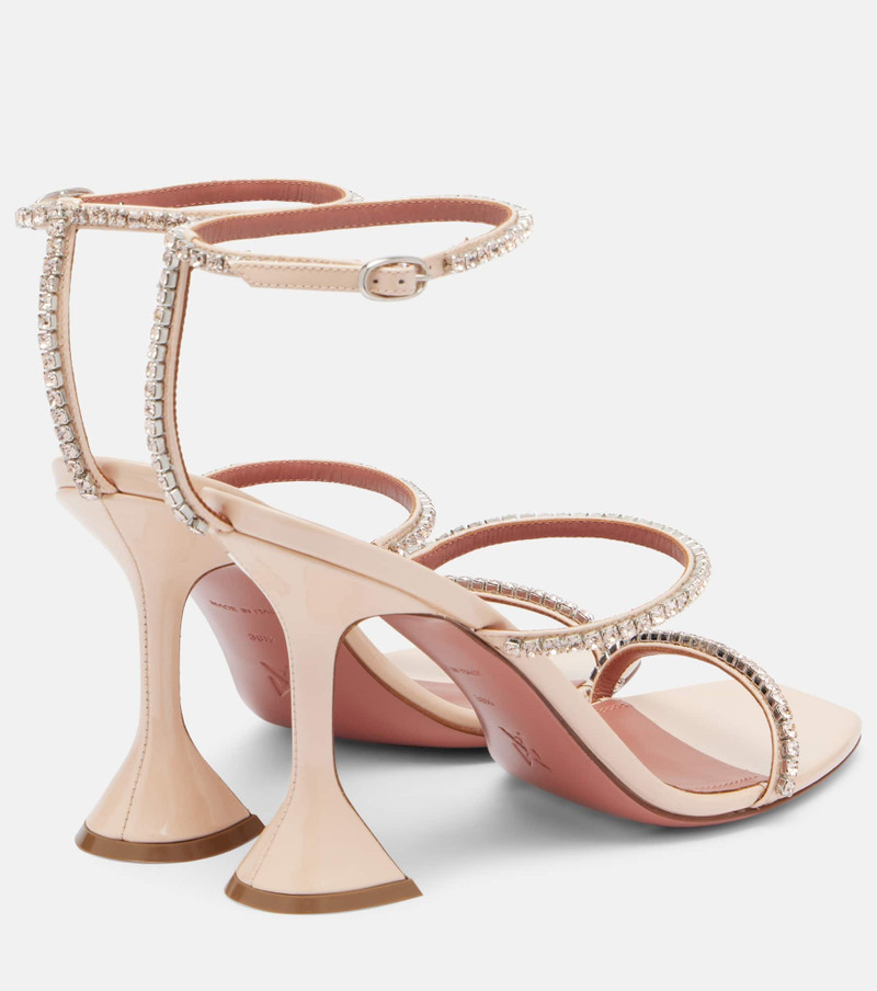 Amina Muaddi Gilda embellished patent leather sandals outlook
