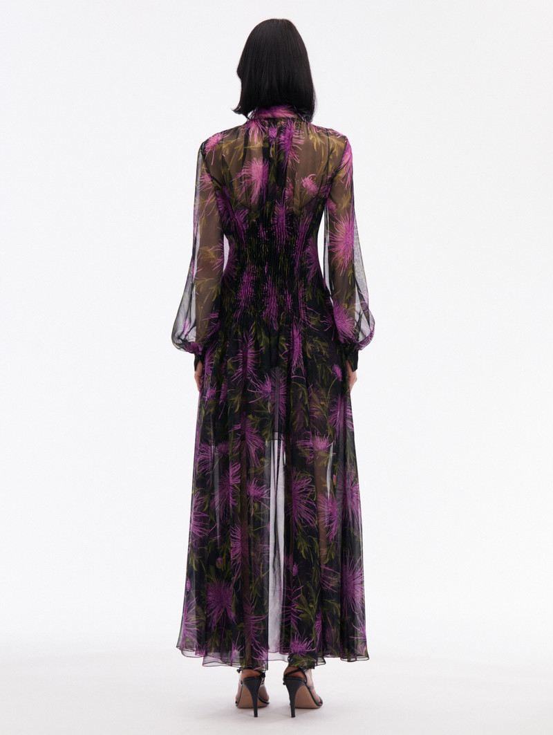 Oscar de la Renta CHRYSANTHEMUM CHIFFON MAXI DRESS outlook