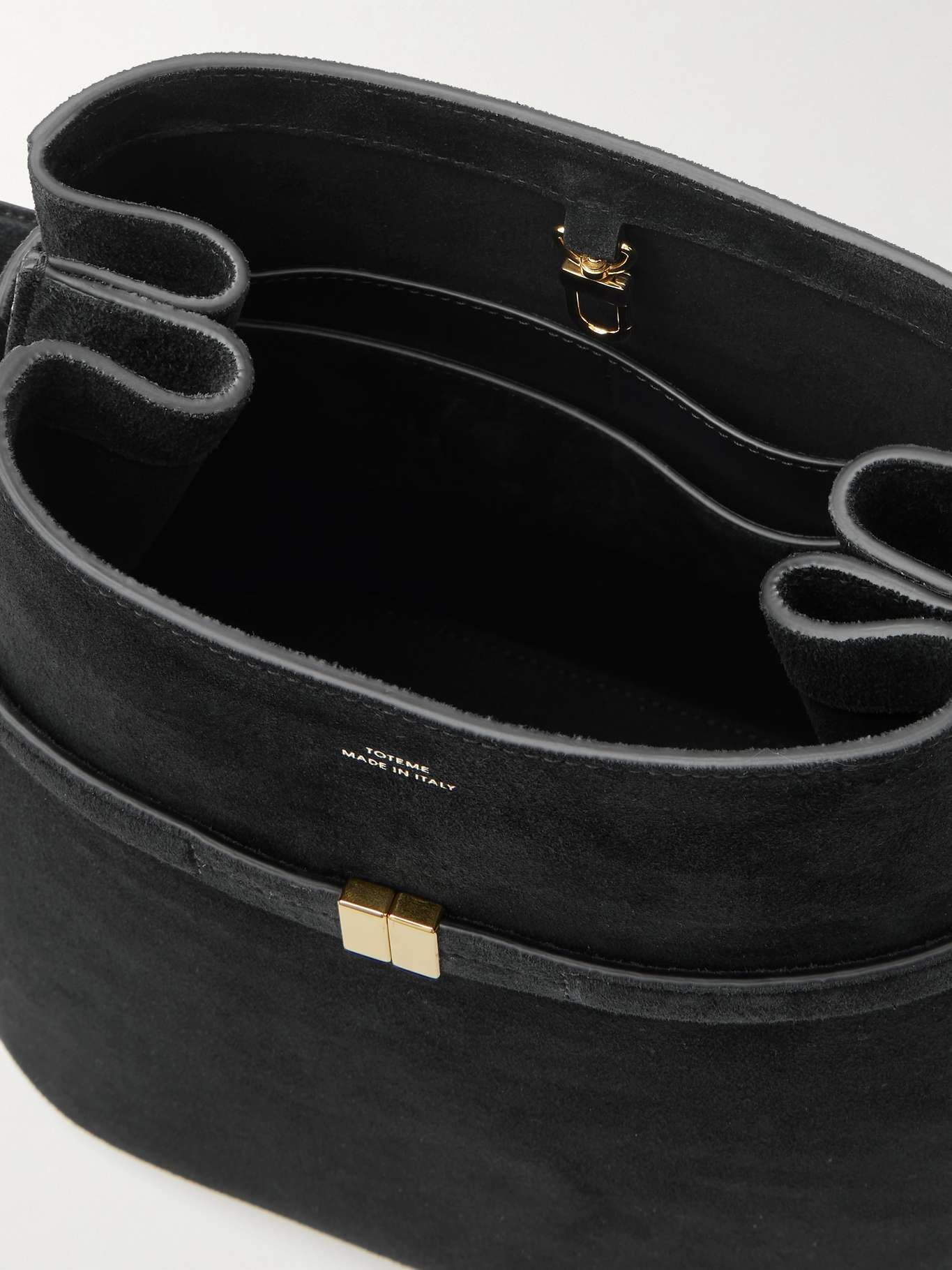 Belted suede tote Black - 5