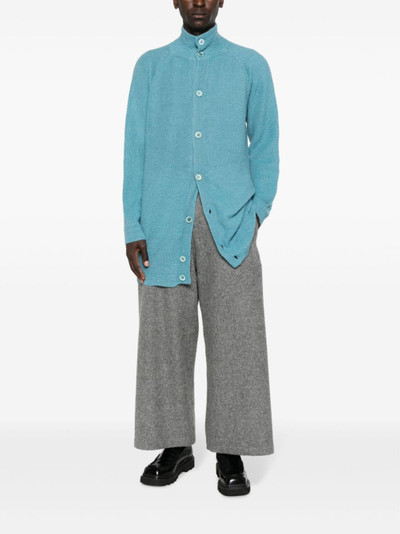 Yohji Yamamoto high-neck wool-blend cardigan outlook
