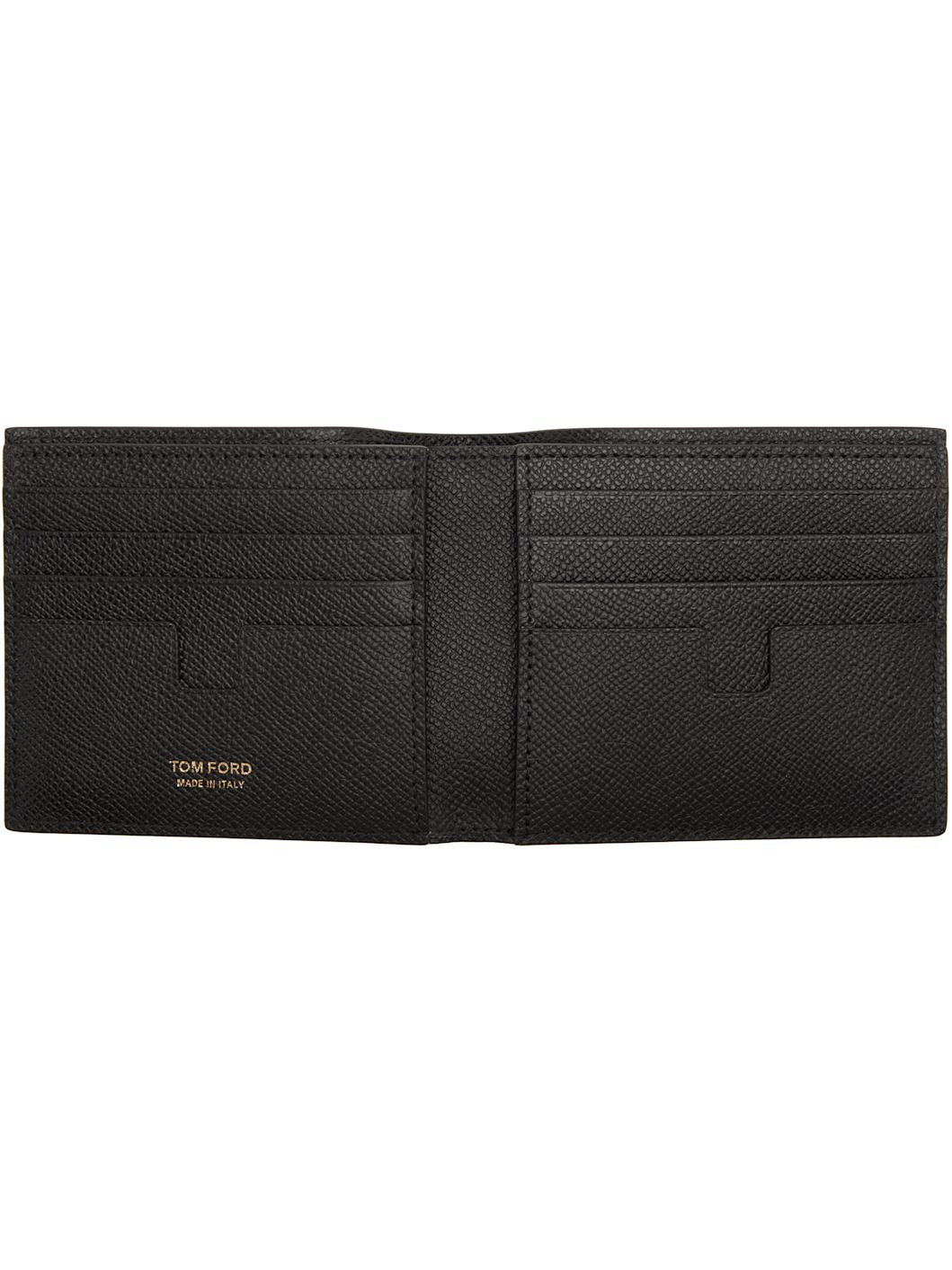 Black Small Grain Leather Bifold Wallet - 3