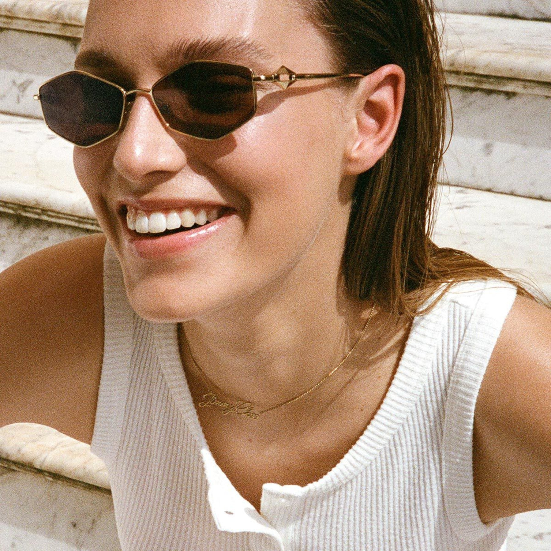 Zoey 
Gold Geometric Sunglasses - 5