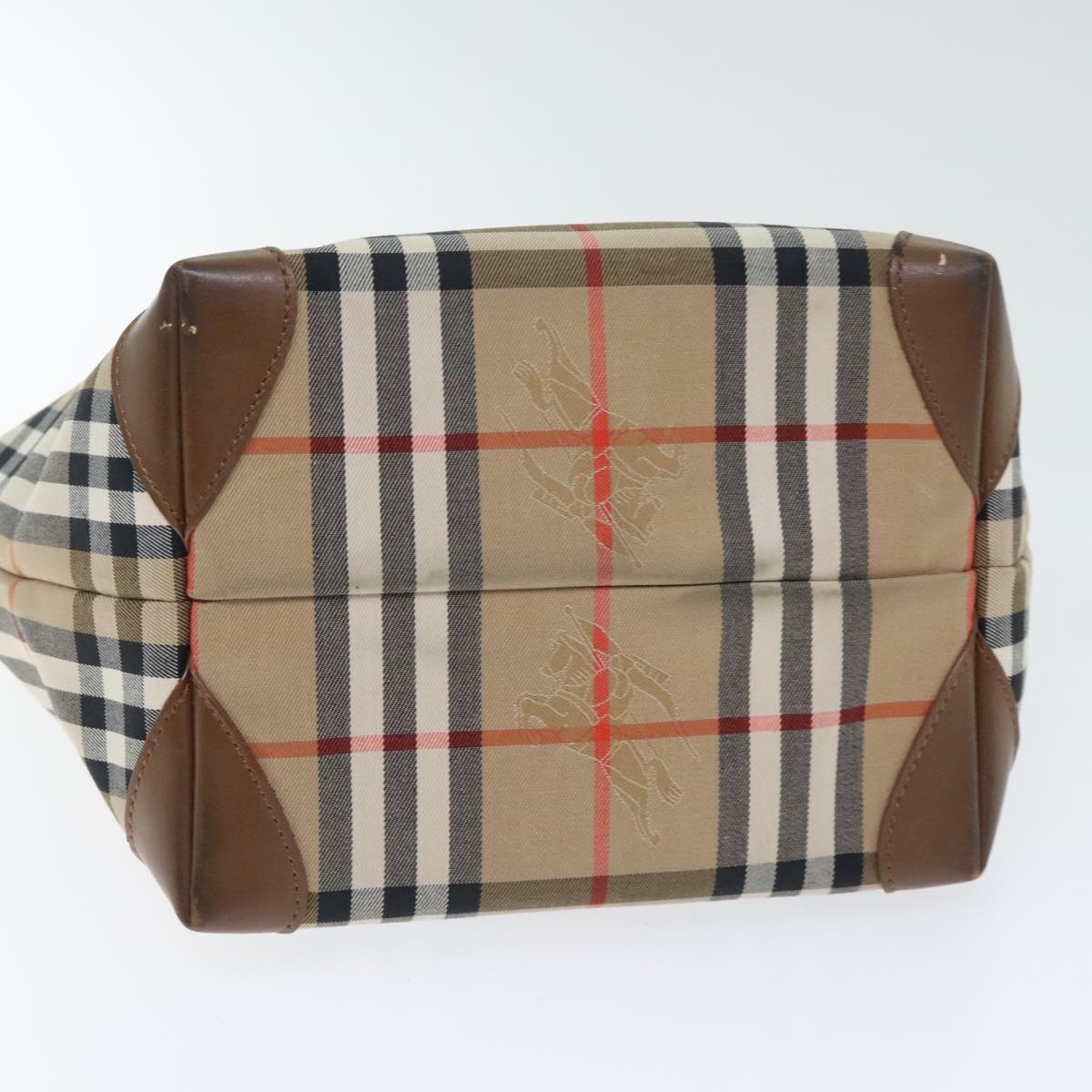 Burberry Nova Check Tote Bag Canvas Leather Beige Brown Gold - 5
