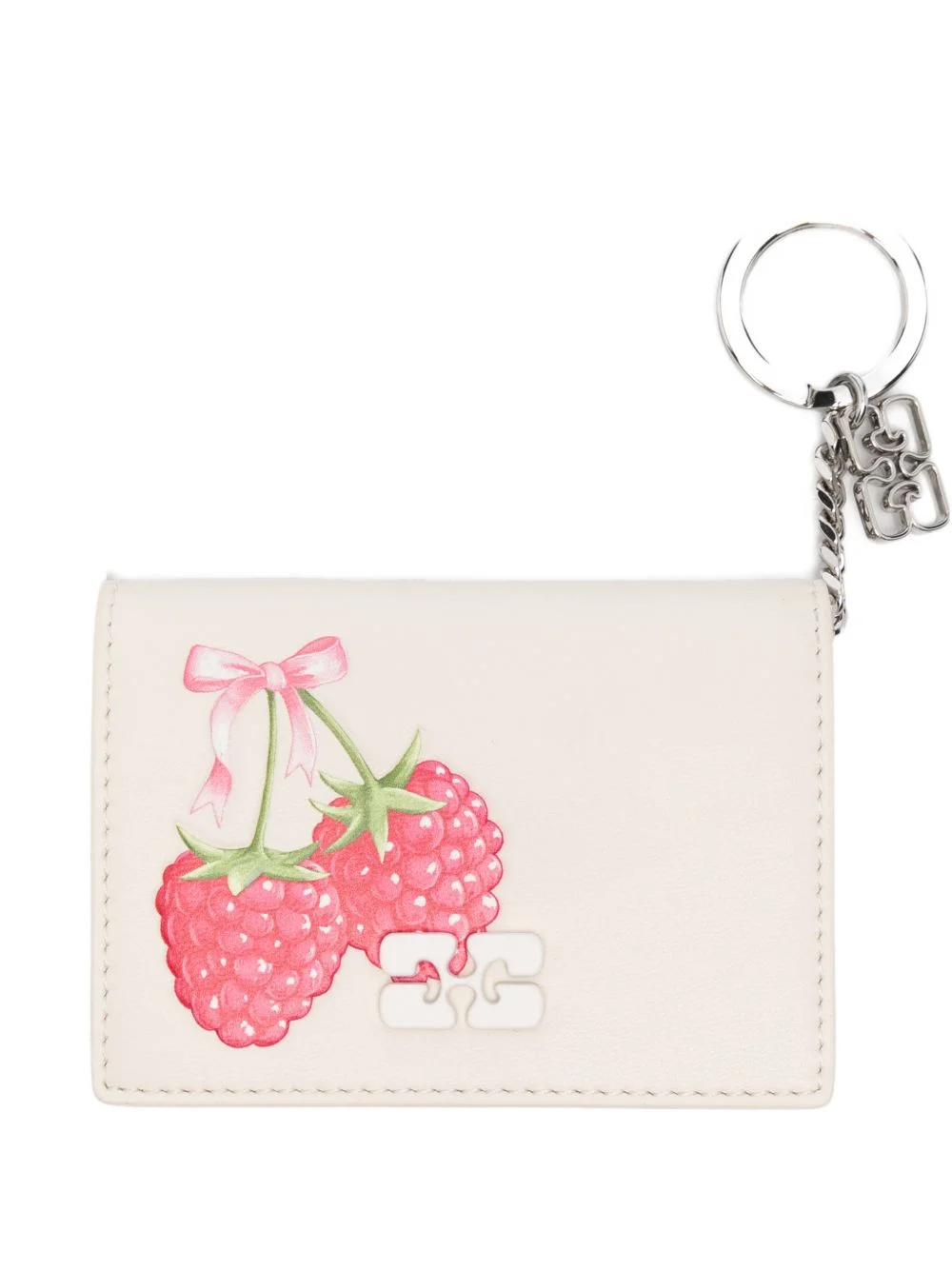 raspberry-print leather wallet - 1