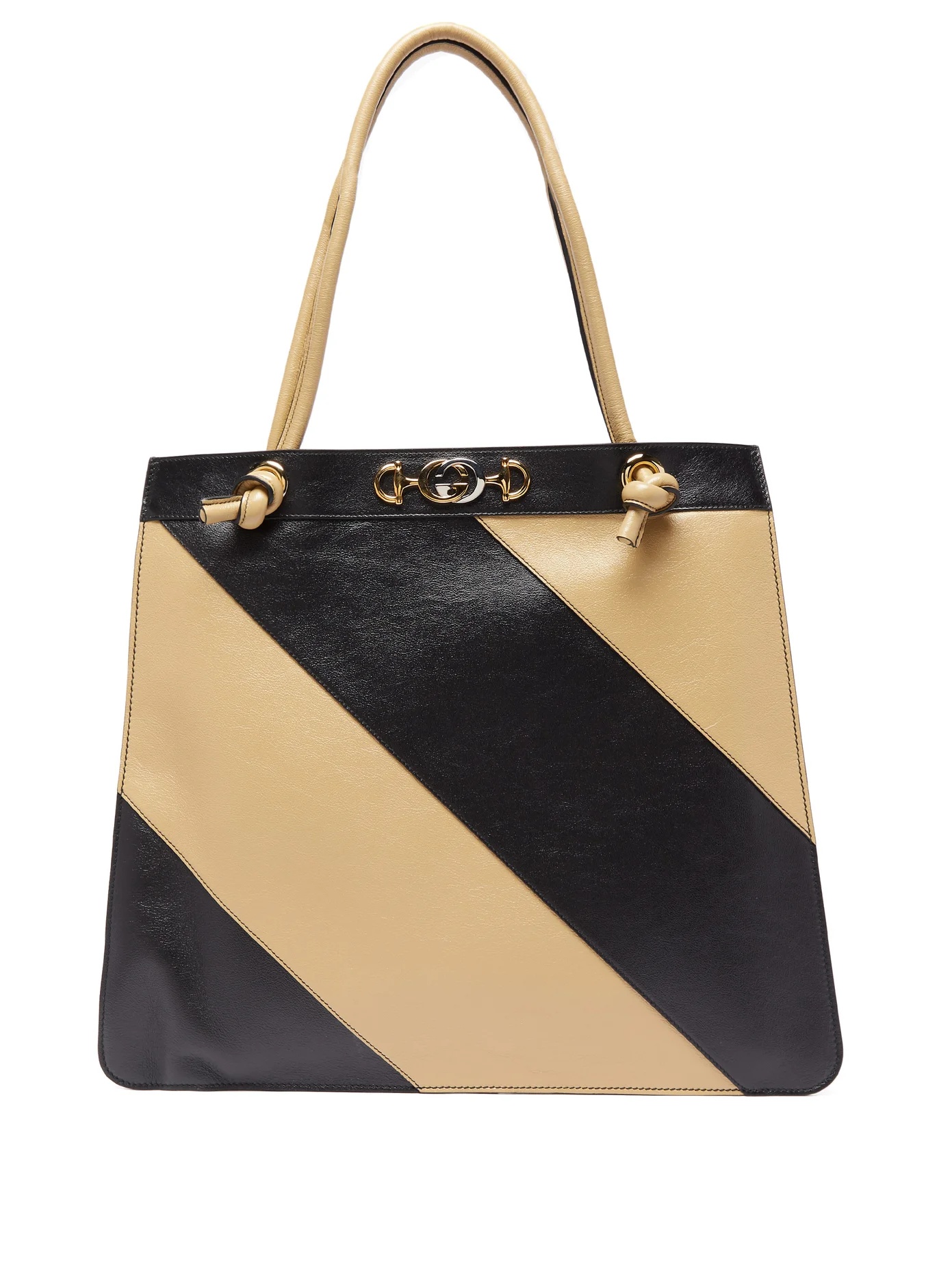 Zumi striped leather tote bag - 1