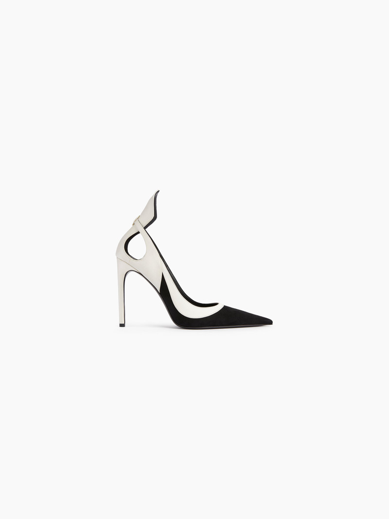 Black and Cream Suede Pumps 1