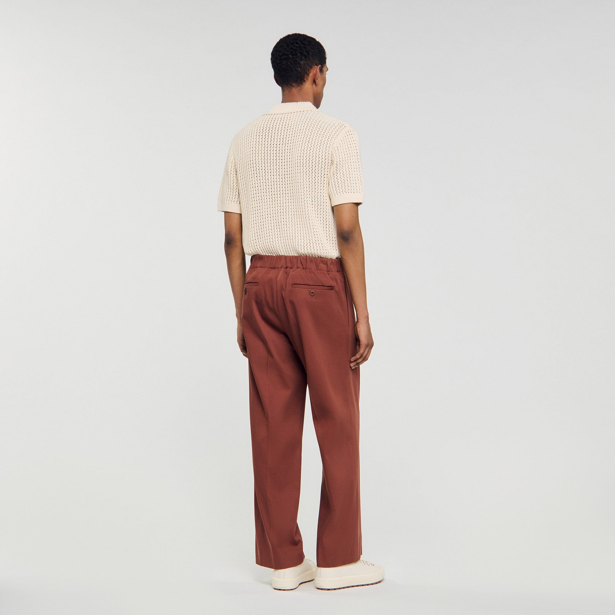 ELASTICATED WIDE-LEG COTTON TROUSERS - 5