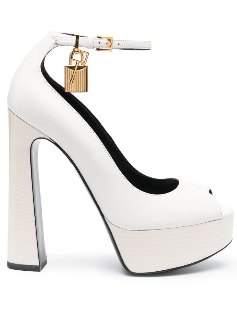 padlock charm platform pumps - 1