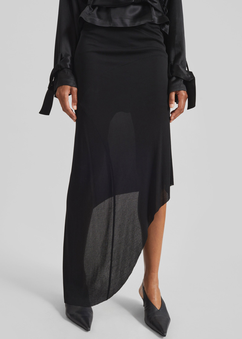 Kitty Sheer Asymmetric Skirt - Black 6