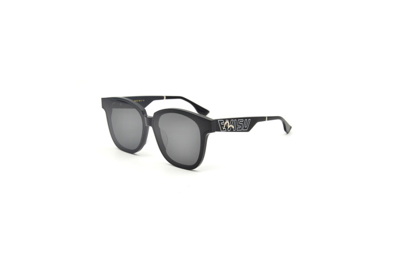 BLACK-TONE D-FRAME ACETATE SUNGLASSES 1
