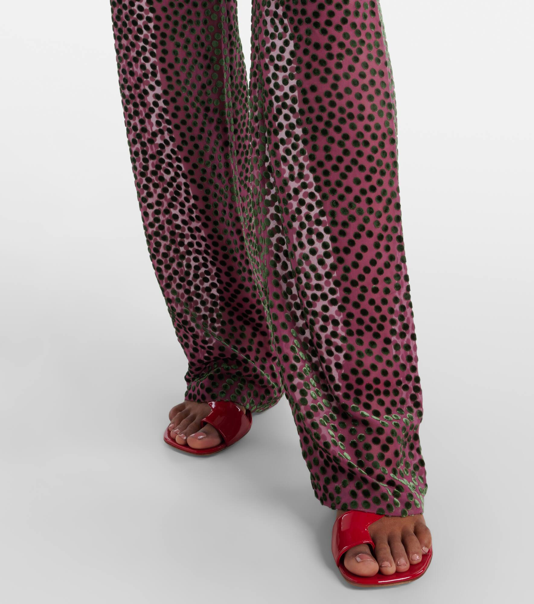 Polka-dot straight pants - 5