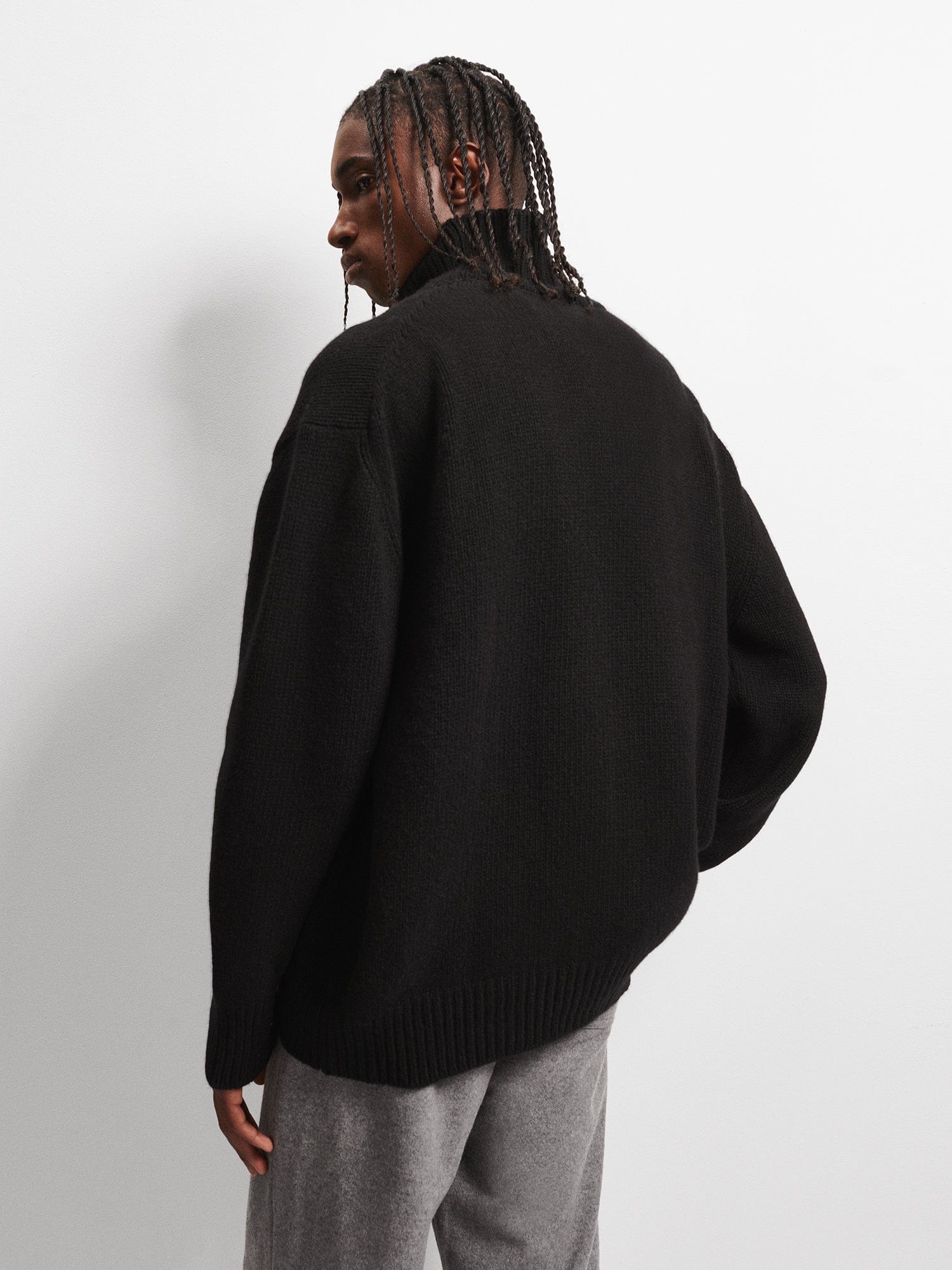 Men's Recycled Cashmere Turtleneck Sweater - Black - 3