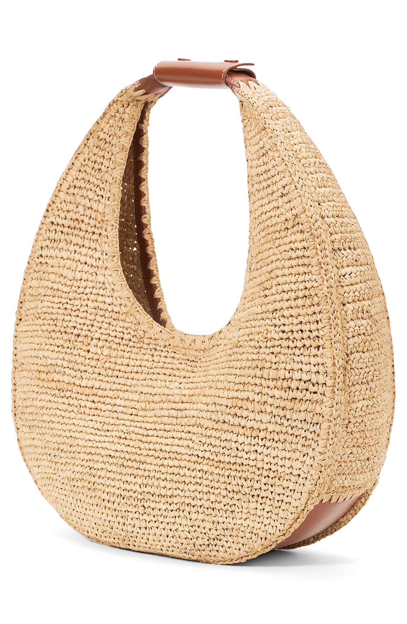 STAUD Large Raffia Moon Shoulder Bag in Natural/Tan at Nordstrom - 3