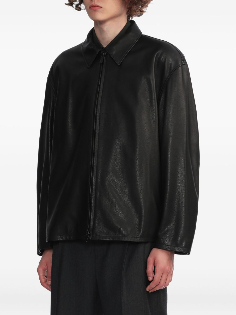 Rider zip-front leather jacket - 3