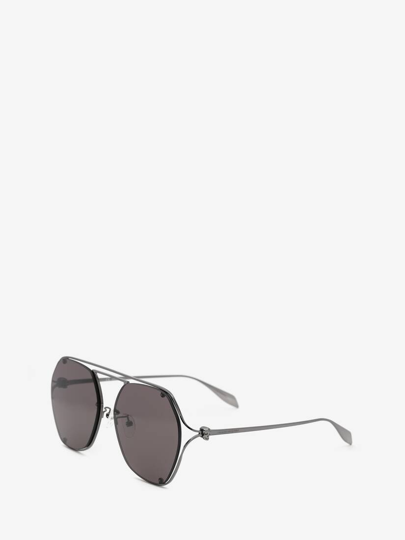 Skull Hinge Geometrical Sunglasses in Ruthenium - 3