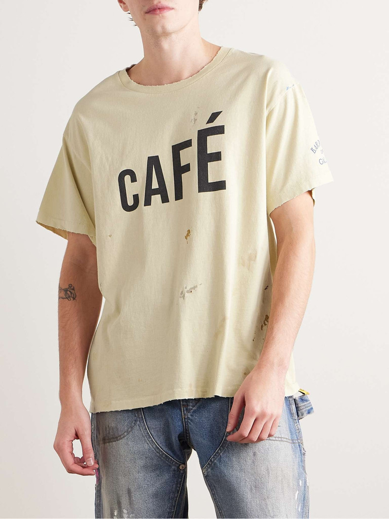 Paint-Splattered Distressed Printed Cotton-Jersey T-Shirt 4