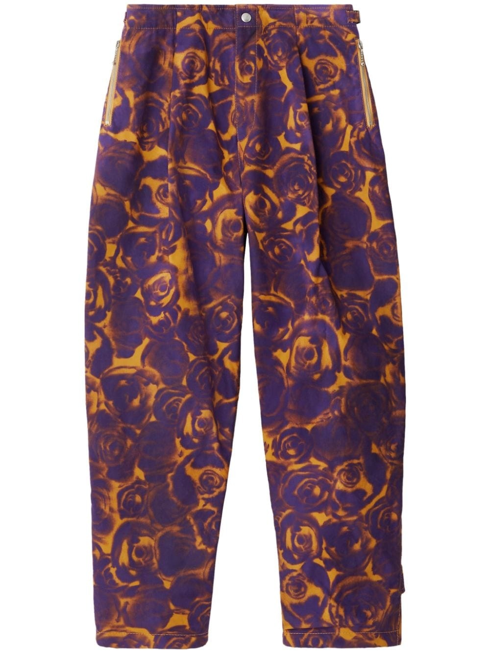 rose-print tapered trousers - 1