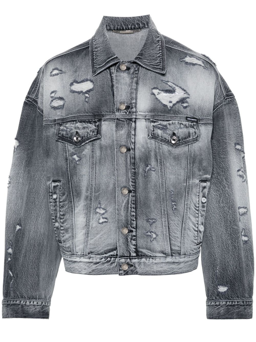 ripped-detail denim jacket - 1