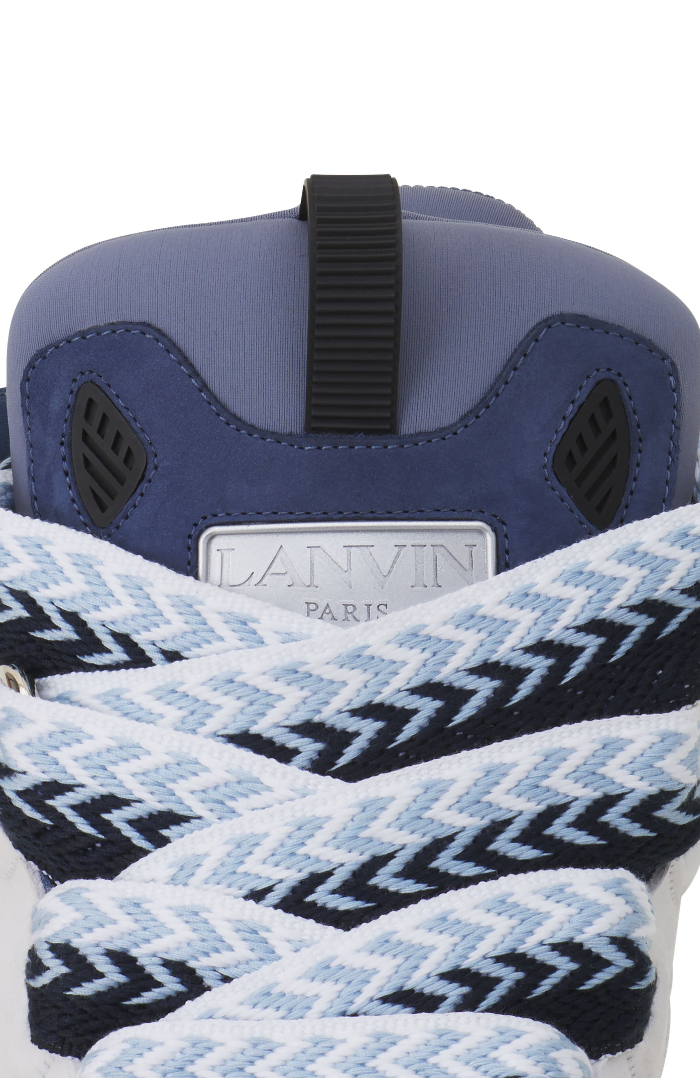 Lanvin Curb Leather Sneakers in Black/navy Blue at Nordstrom - 5