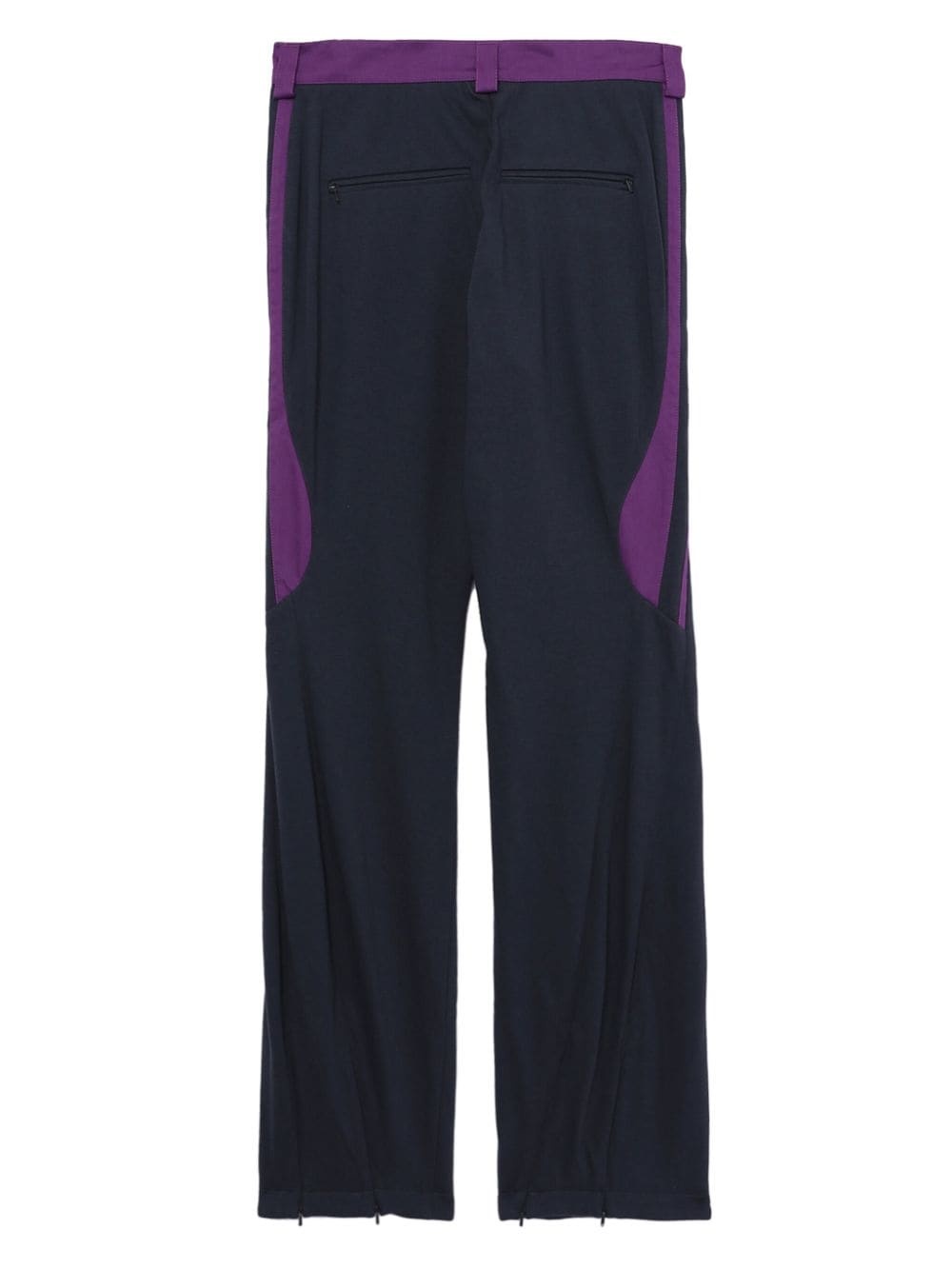 two-tone cotton straight-leg trousers - 6