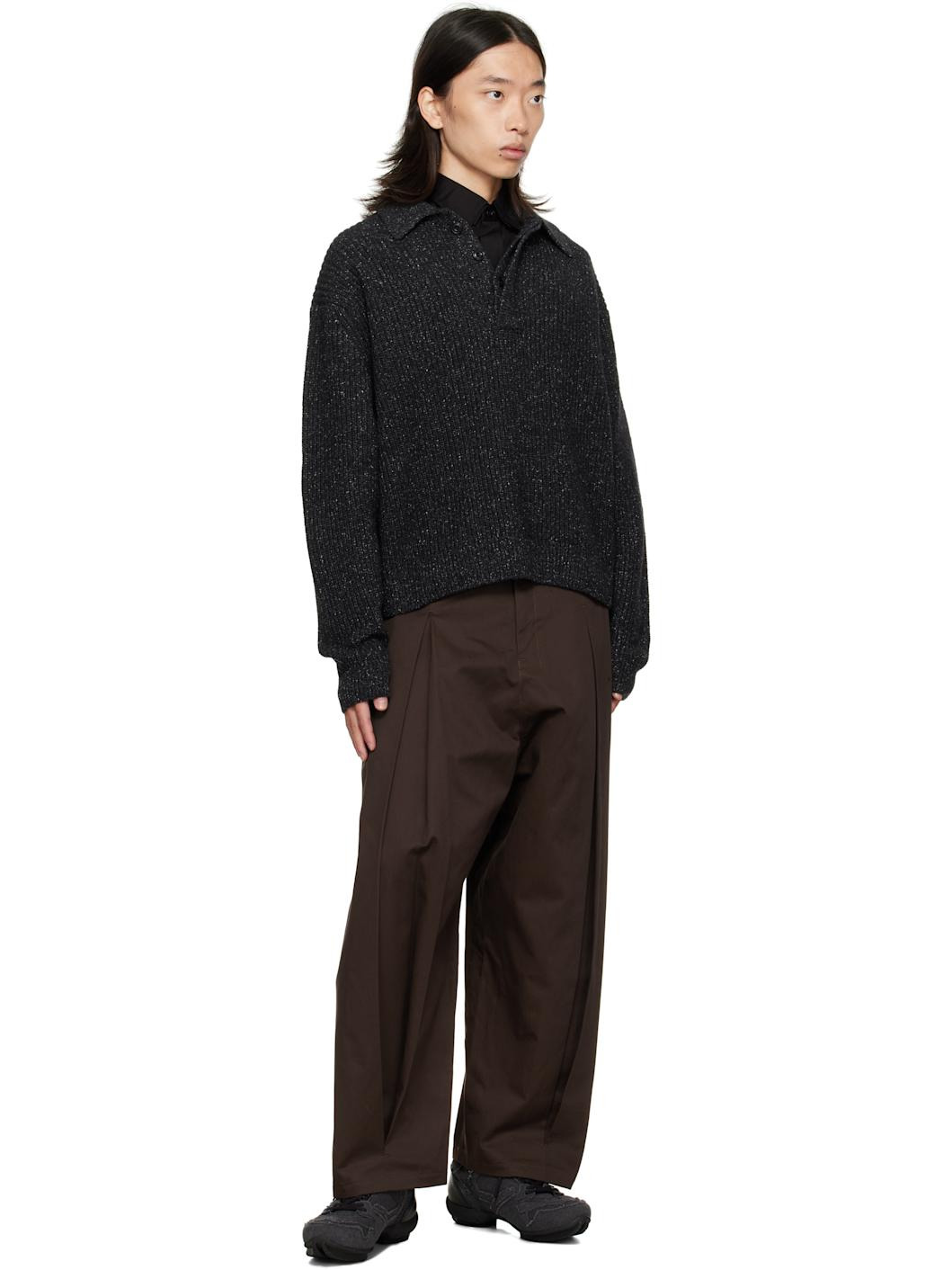 Brown Box Pleat Trousers - 4