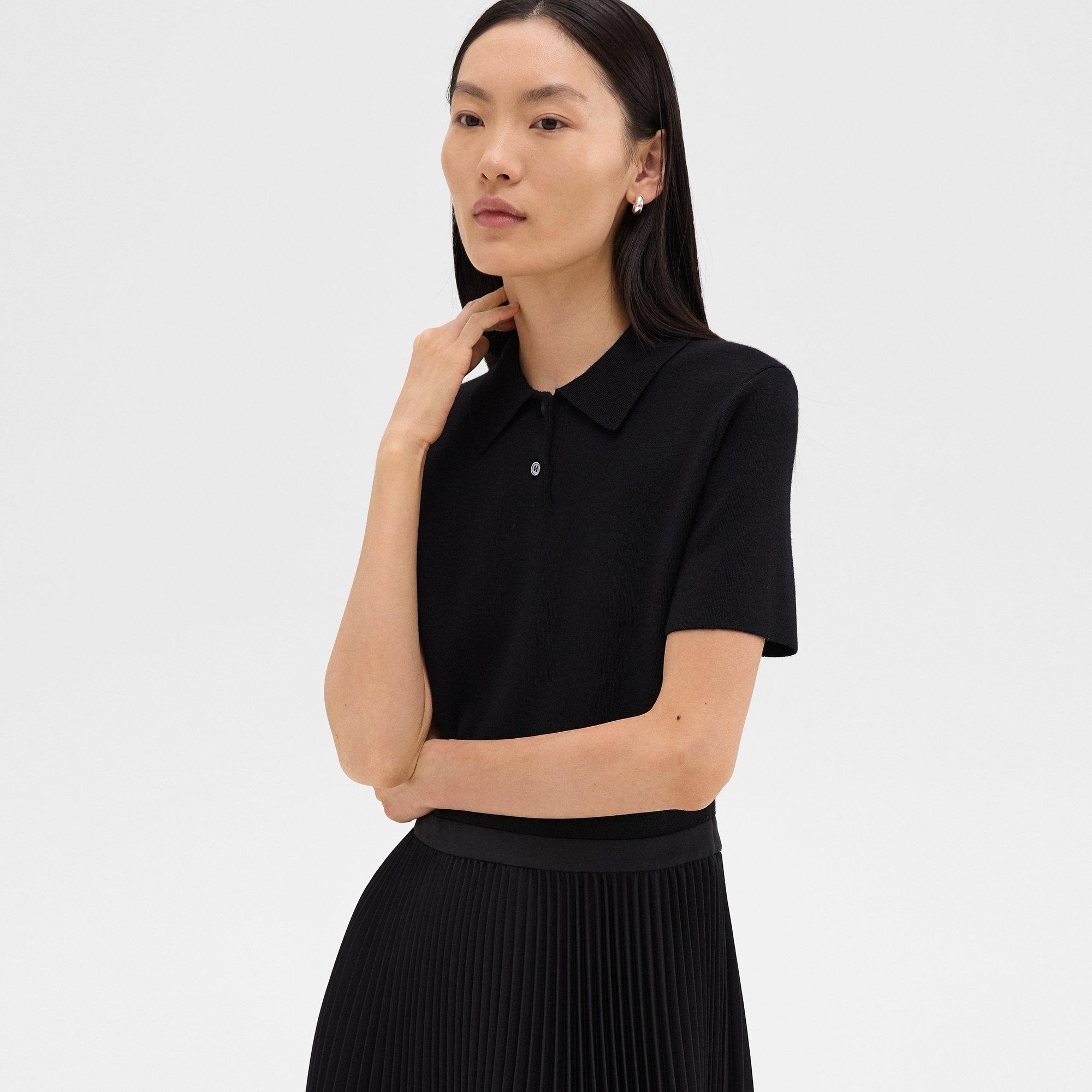 Pleated Combo Polo Dress in Stretch Wool-Blend - 5