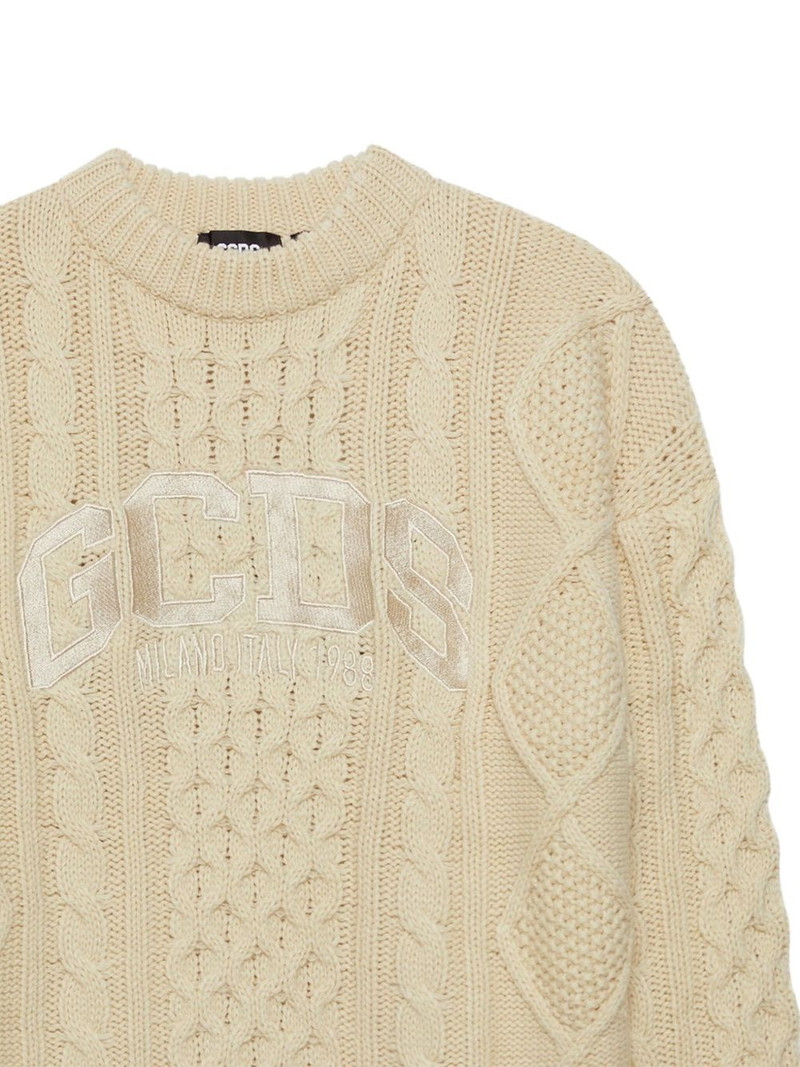 GCDS logo-embroidered cable-knit sweater outlook