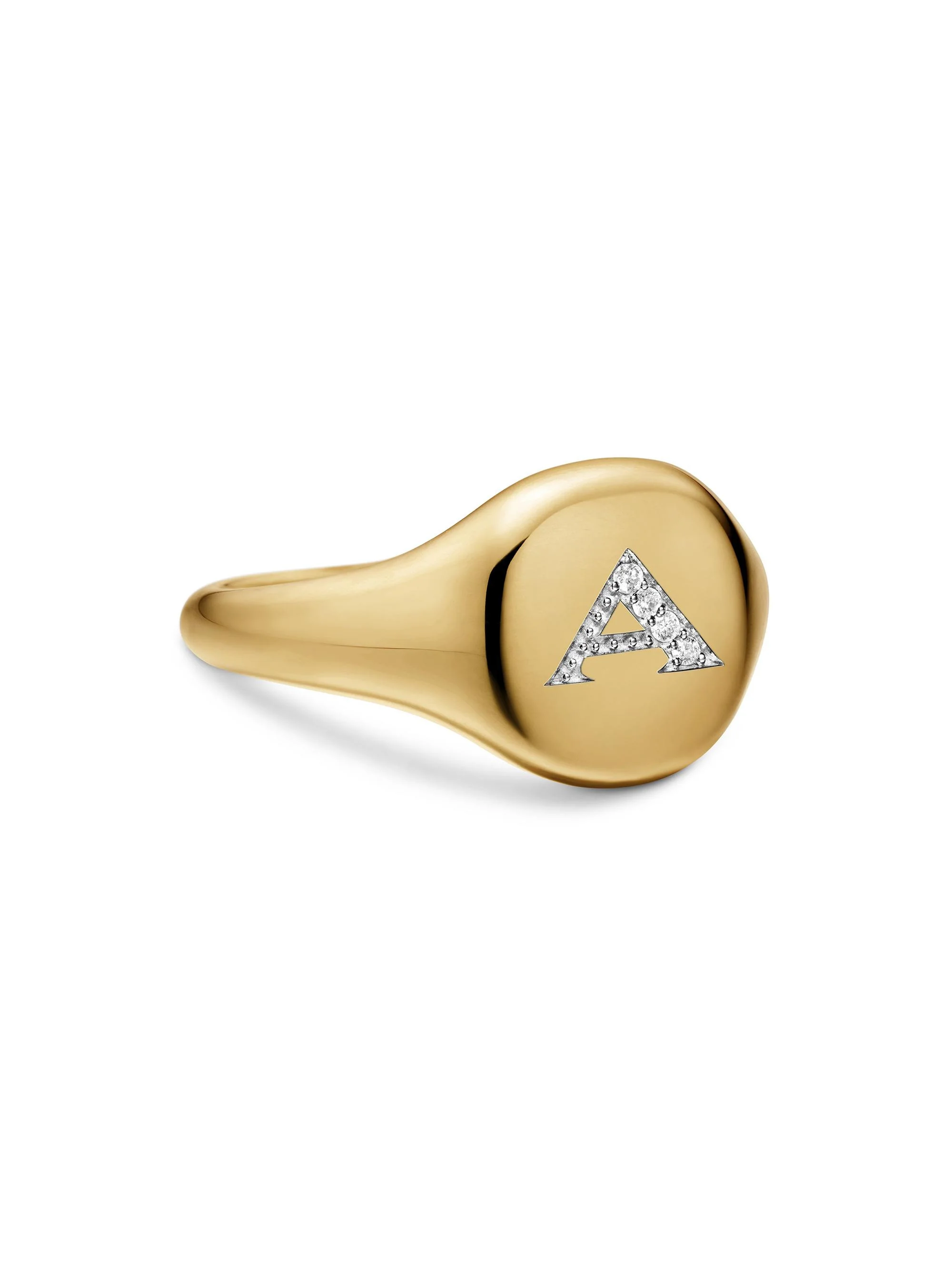 Women's DY Initial Pinky Ring in 18K Yellow Gold - A Letter - 1