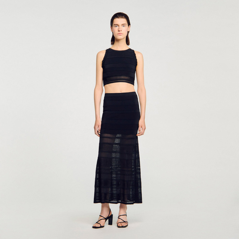 Sandro MAXI DECORATIVE KNIT SKIRT outlook