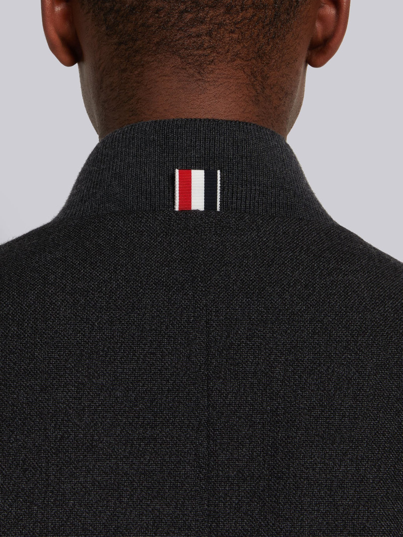 Dark Grey Thornproof Wool Knit Rib Trim 4-Bar Blouson Jacket 5