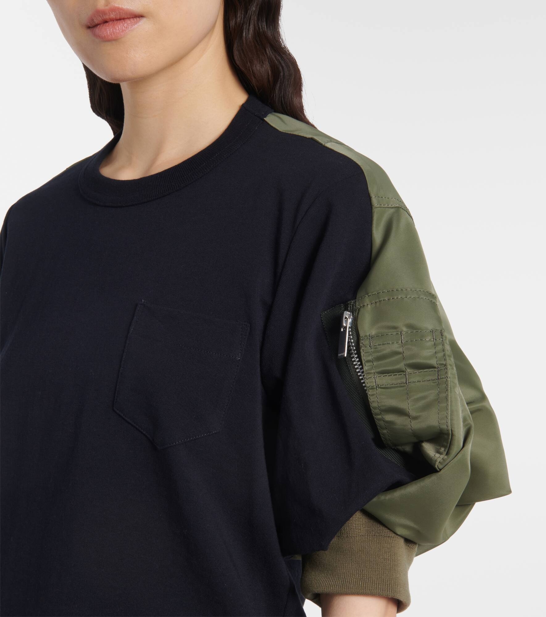Twill-trimmed cotton jersey T-shirt - 4