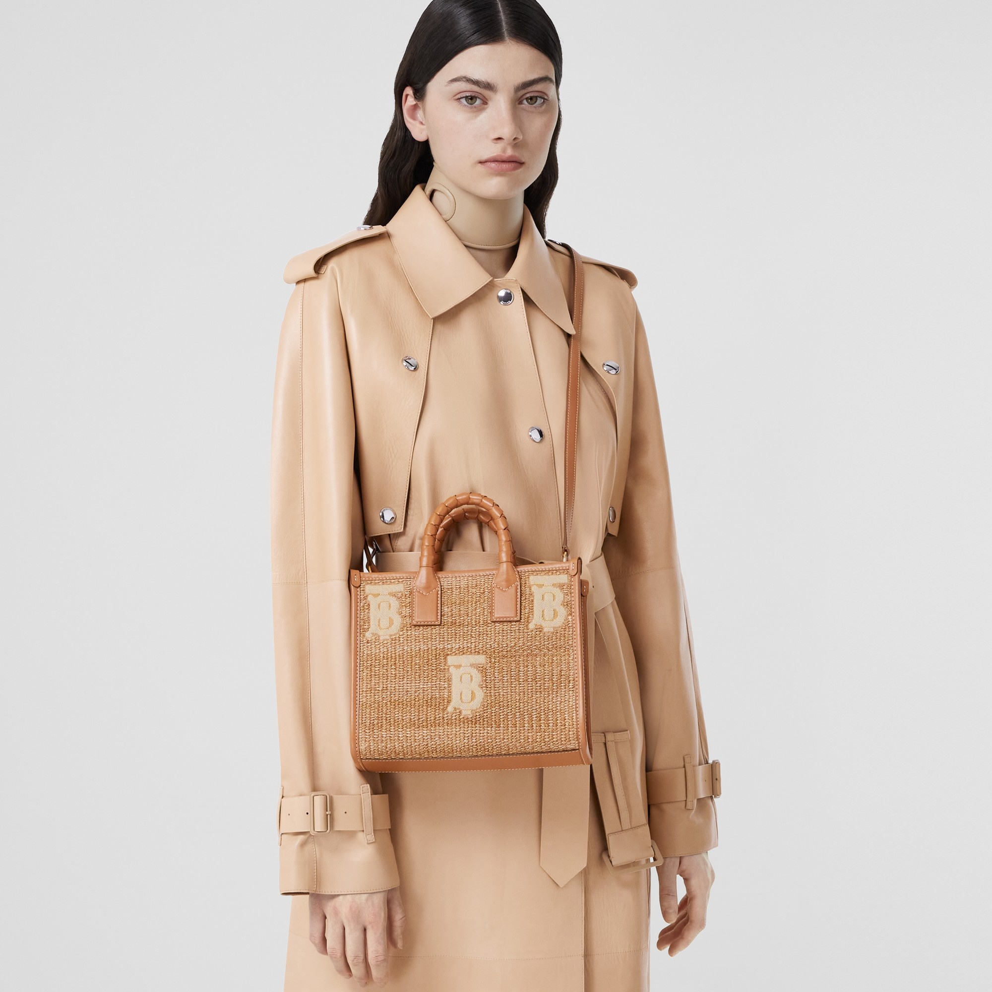 Mini Faux Raffia and Leather Freya Tote - 3
