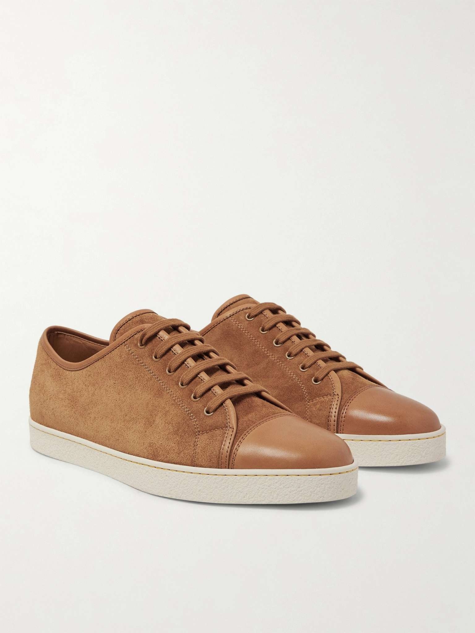 Levah Cap-Toe Suede and Leather Sneakers - 12