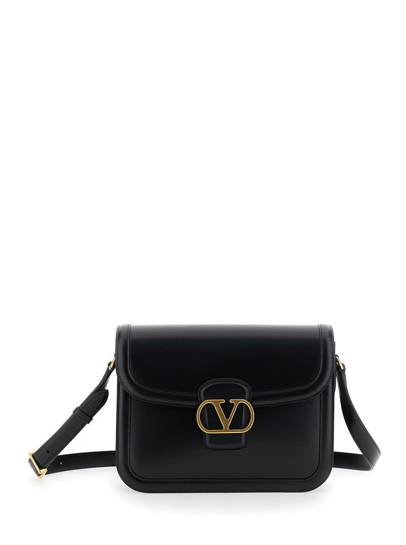 Valentino Garavani Men Black Shoulder Bag With Vlogo Detail On The Front In Leather Man - 1