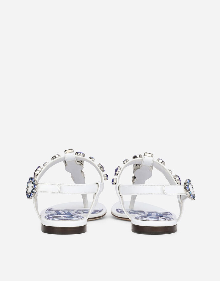 Patent leather thong sandals with embroidery - 3