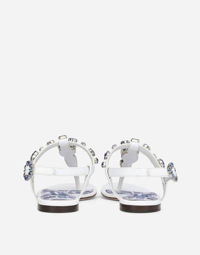 Dolce & Gabbana Patent leather thong sandals with embroidery outlook